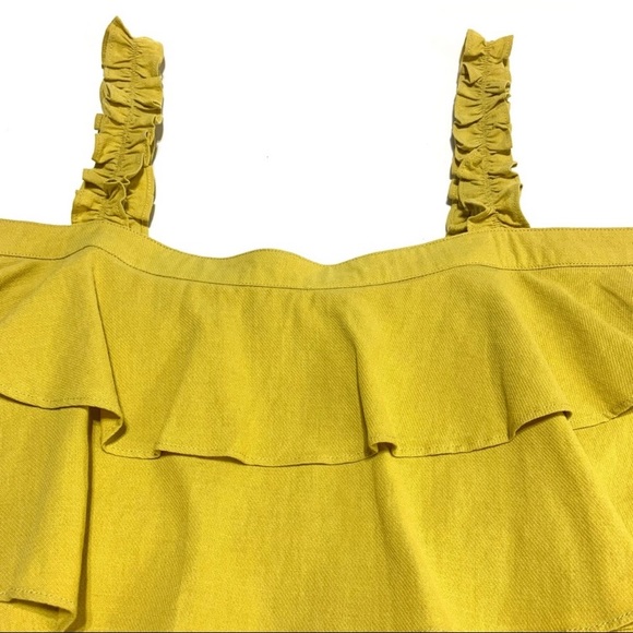 Essue Mustard Yellow Tier Ruffle Crop Top Medium - Picture 6 of 9